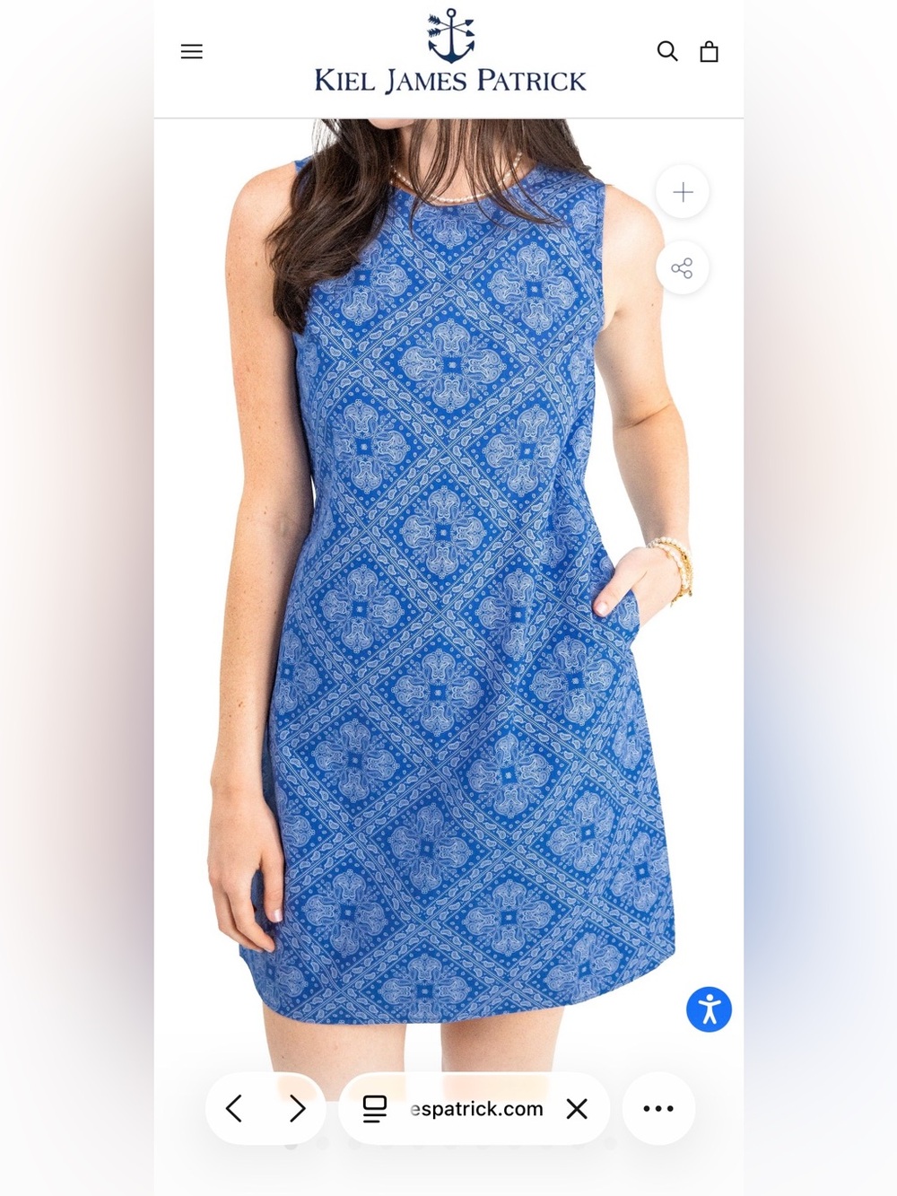 ISO In Search Of Kiel James Patrick Summer Blues Paisley Shift Dress Size 2